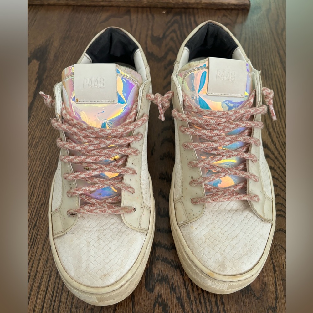 P448 Thea Vegan Boa “Confetti” Metallic Pink